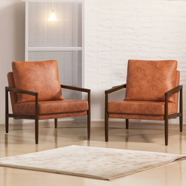 Wide leather online armchair